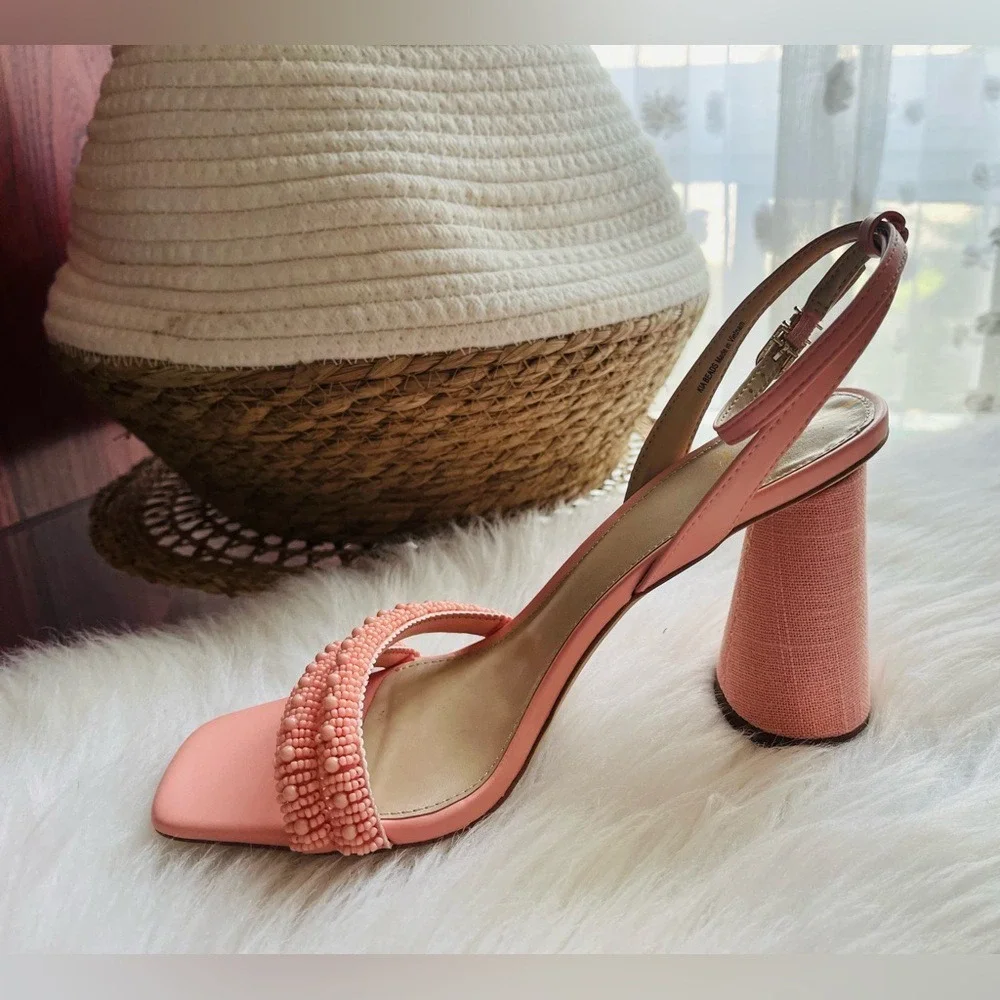 Sam Edelman Kia Block Heel Pink Size 6‎ Sandals Square Toe Ankle Strap - Picture 12 of 16